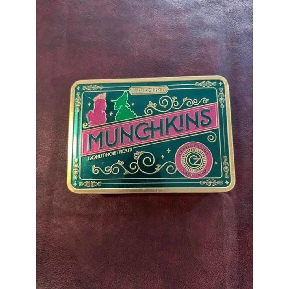 Dunkin Wicked Munchkins Donut Hole Treats Collectible Tin Green Gold 2024 Movie